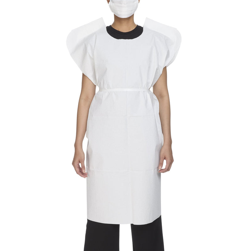 McKesson Patient Exam Gown Open Back, One Size Fits Most, White -Case of 50 McKesson Patient Exam Gown Open Back, One Size Fits Most, White -Case of 50