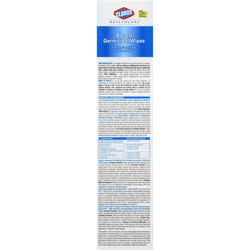 Clorox Healthcare Bleach Germicidal Wipes, Individual Packets - 996100_CS - 17 Clorox Healthcare Bleach Germicidal Wipes, Individual Packets - 996100_CS - 17