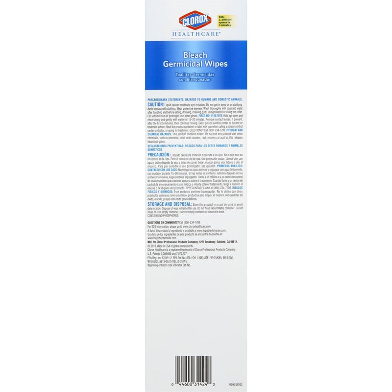 Clorox Healthcare Bleach Germicidal Wipes, Individual Packets - 996100_CS - 16 Clorox Healthcare Bleach Germicidal Wipes, Individual Packets - 996100_CS - 16