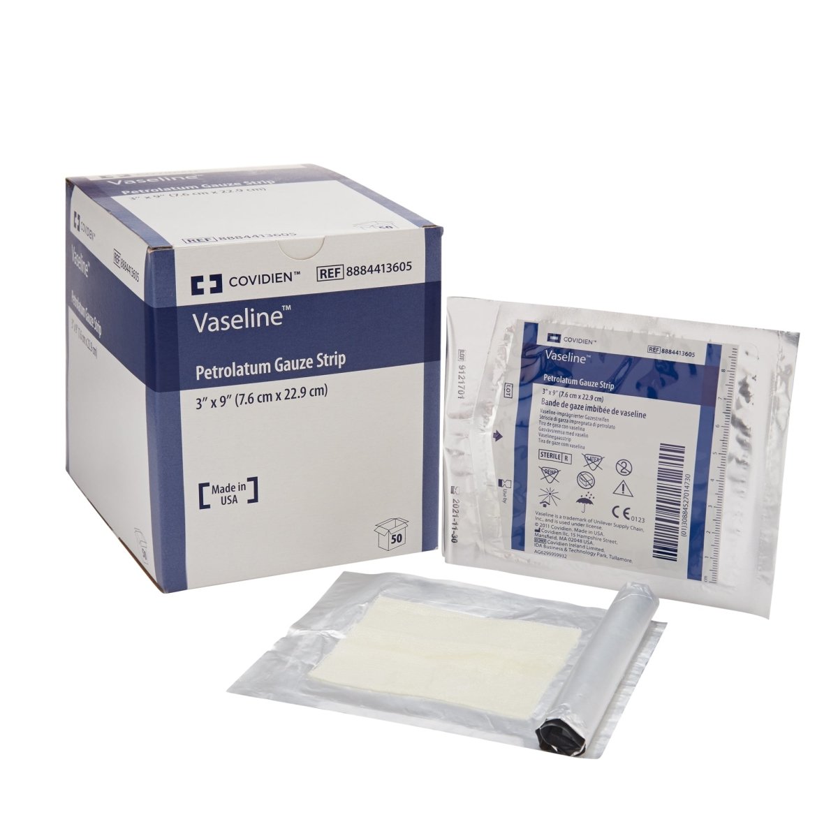 Covidien Vaseline Impregnated Dressing, 3 x 9 Inch - 163164_BX - 1 Covidien Vaseline Impregnated Dressing, 3 x 9 Inch - 163164_BX - 1