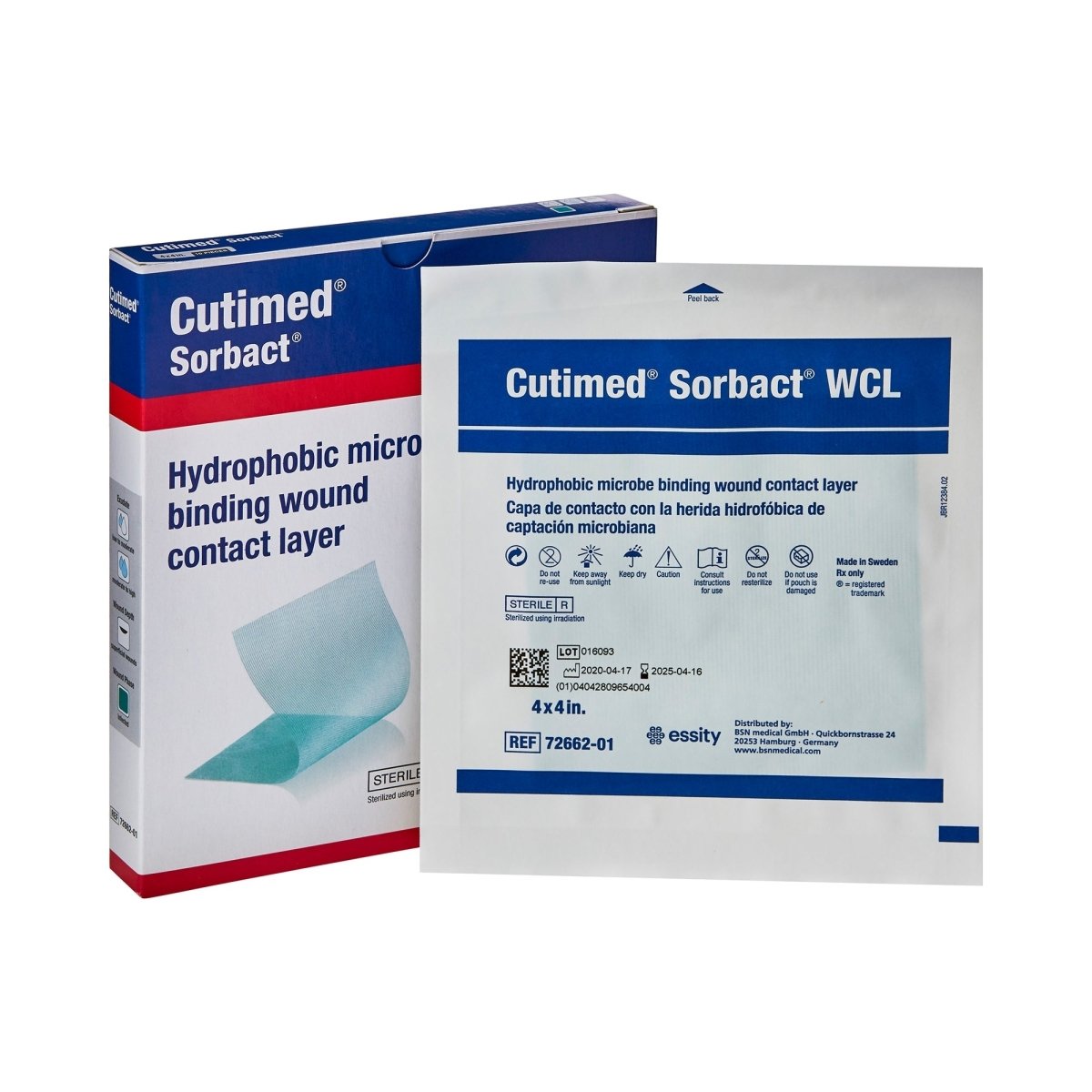 Cutimed Sorbact WCL Antimicrobial Wound Contact Layer Dressing, 4 x 4 Inch - 816854_BX - 1 Cutimed Sorbact WCL Antimicrobial Wound Contact Layer Dressing, 4 x 4 Inch - 816854_BX - 1