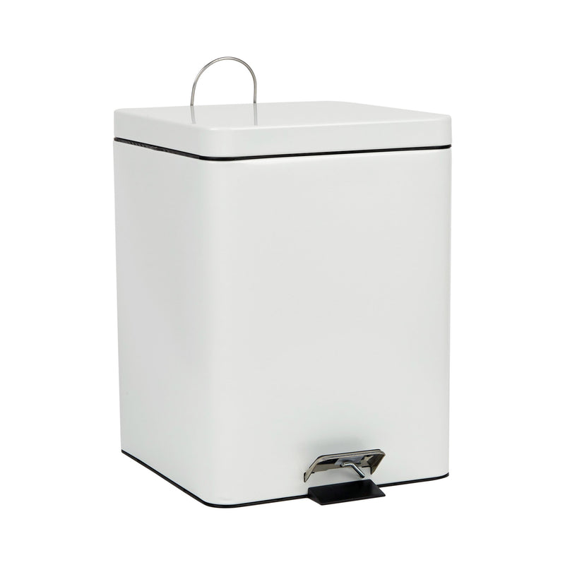 McKesson Trash Can With Plastic Liner, Square, Steel, Step-On, 20 QT, White -Each McKesson Trash Can With Plastic Liner, Square, Steel, Step-On, 20 QT, White -Each