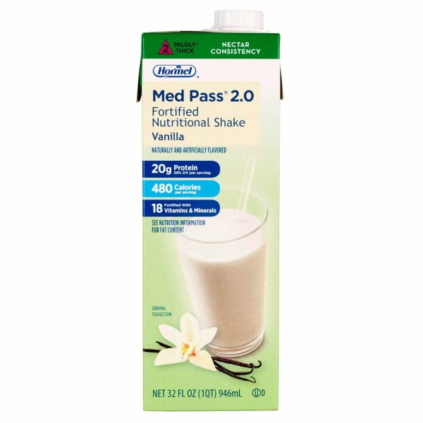 Med Pass 2.0 Ready to Use 32 oz. Carton Vanilla Nutritional Drink front Med Pass 2.0 Ready to Use 32 oz. Carton Vanilla Nutritional Drink front
