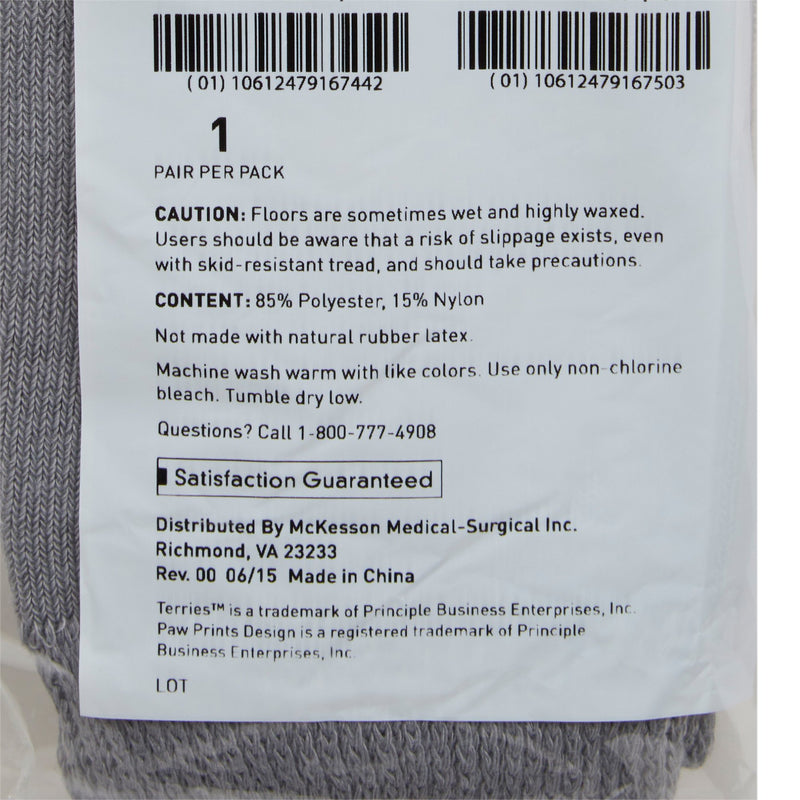 McKesson Terries Adult Slipper Socks Skid-Resistant Tread Sole and Top, 2X-Large, Gray -Case of 48 McKesson Terries Adult Slipper Socks Skid-Resistant Tread Sole and Top, 2X-Large, Gray -Case of 48