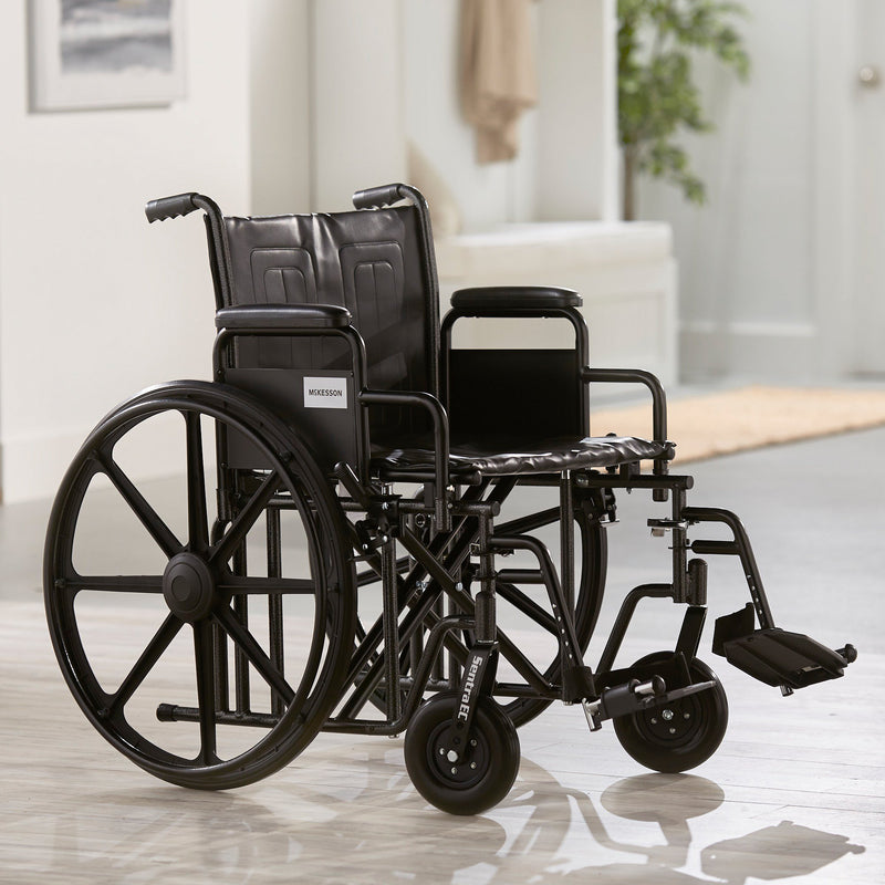 McKesson Bariatric Wheelchair with Swing-Away Footrest, 22 Inch Seat Width -Each McKesson Bariatric Wheelchair with Swing-Away Footrest, 22 Inch Seat Width -Each