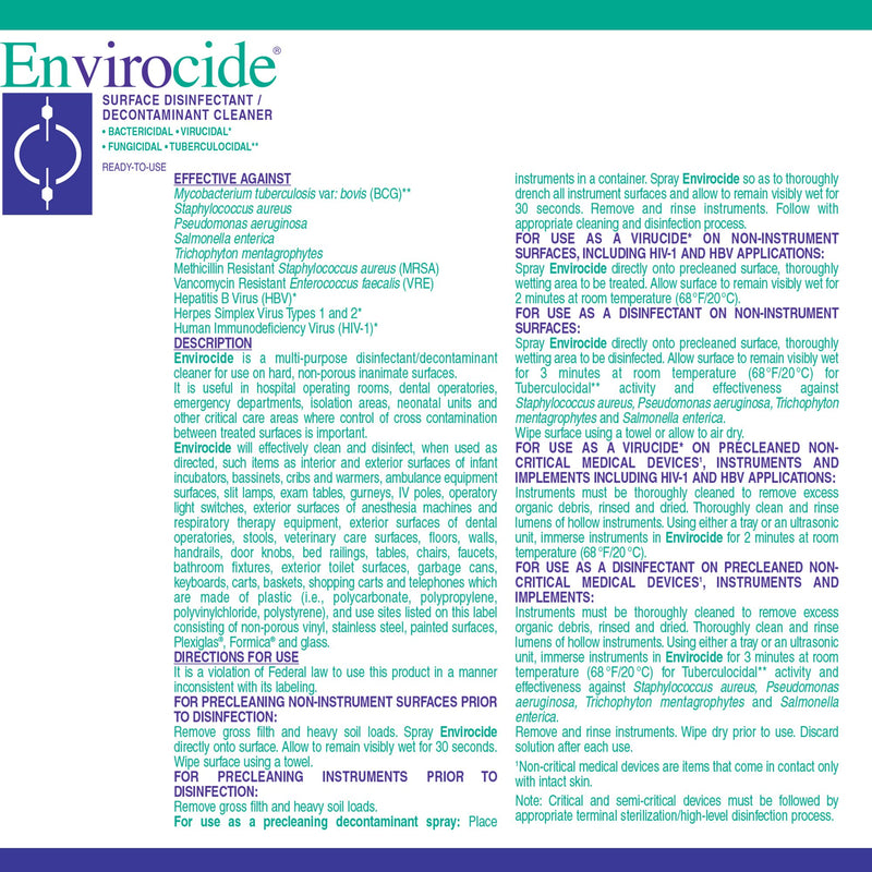Envirocide Surface Disinfectant Cleaner -Case of 12 Envirocide Surface Disinfectant Cleaner -Case of 12
