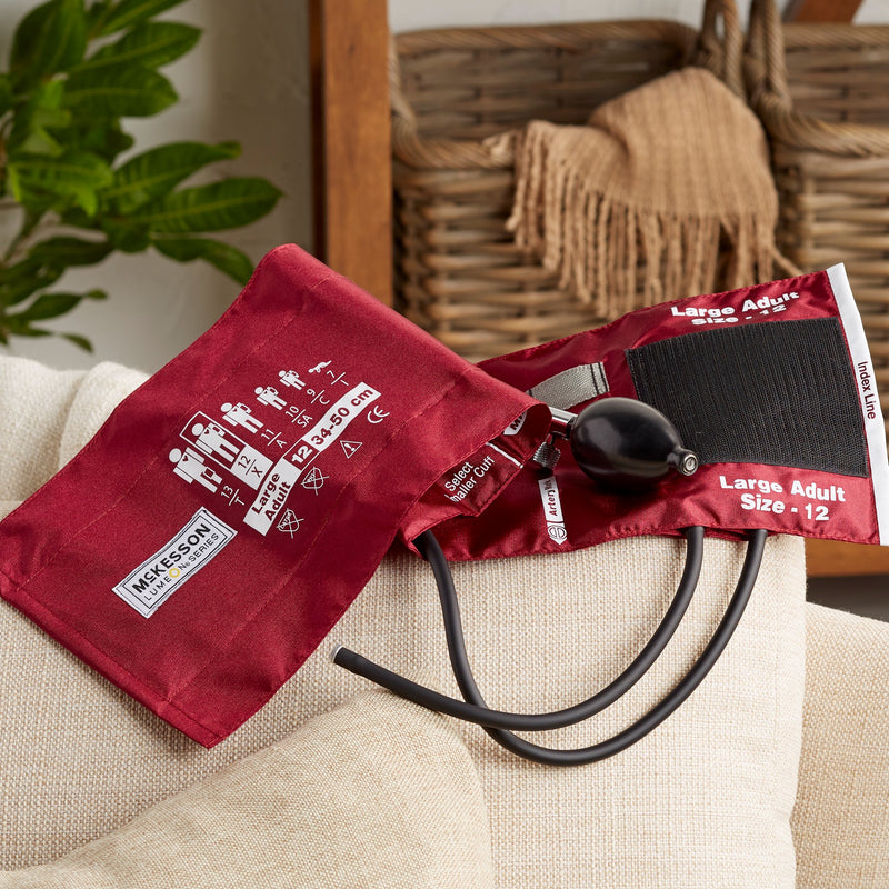 McKesson LUMEON Blood Pressure Bulb and Cuff, Adult Large, Burgundy, Arm -Box of 1 McKesson LUMEON Blood Pressure Bulb and Cuff, Adult Large, Burgundy, Arm -Box of 1