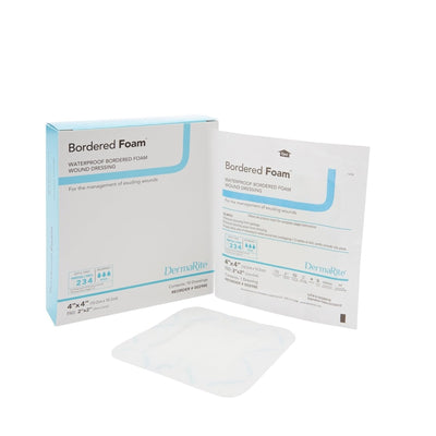 DermaRite Foam Dressing, Bordered Foam, Square Adhesive with Border, Sterile - 727739_BX - 1 DermaRite Foam Dressing, Bordered Foam, Square Adhesive with Border, Sterile - 727739_BX - 1