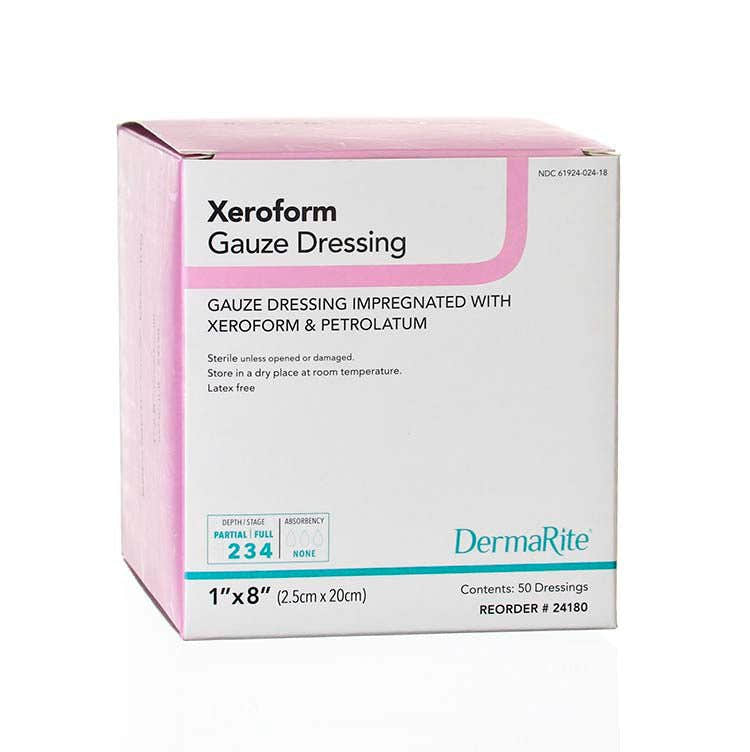 DermaRite Xeroform Gauze Impregnated Dressing, 1 x 8 Inch - 946774_BX - 1 DermaRite Xeroform Gauze Impregnated Dressing, 1 x 8 Inch - 946774_BX - 1