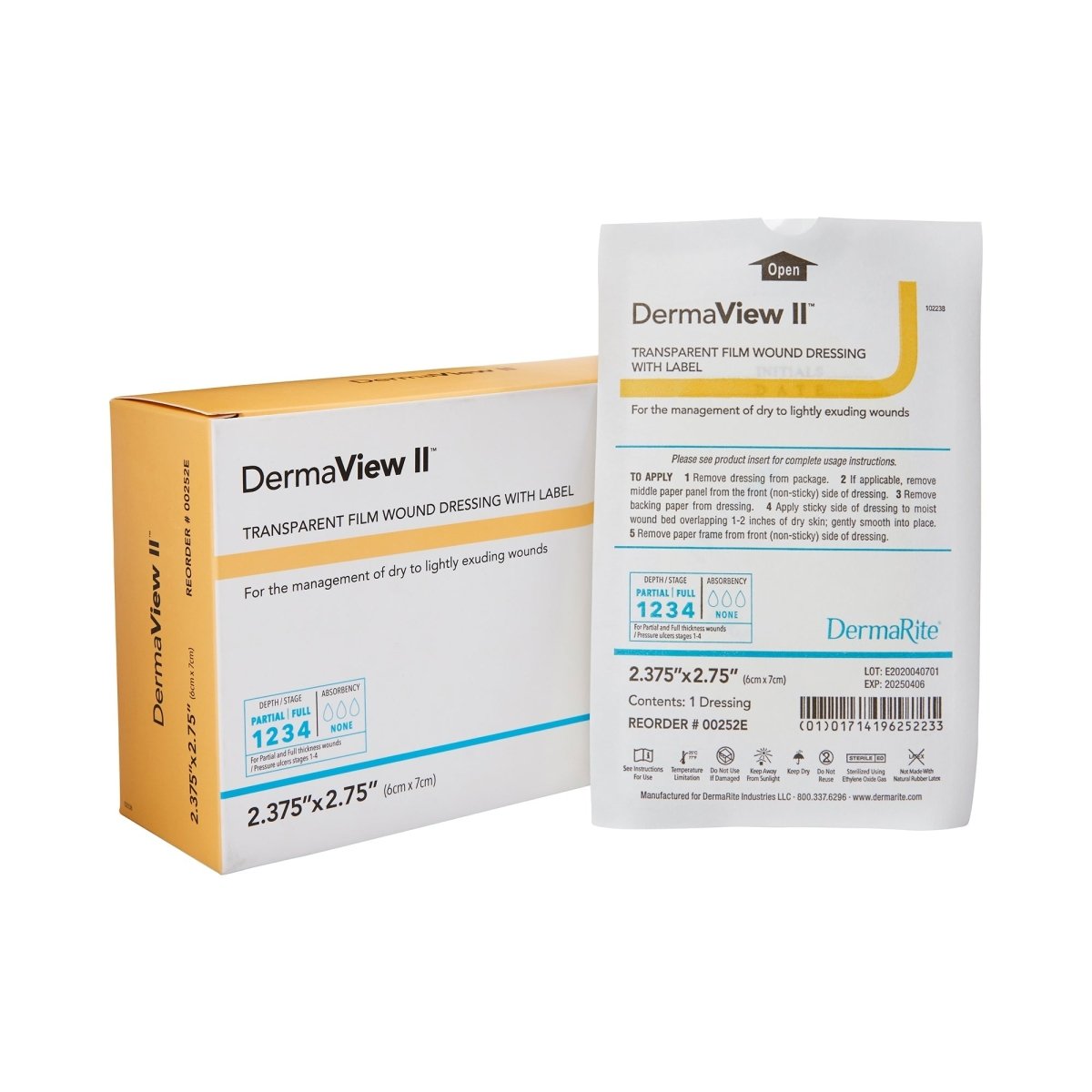 DermaView II Transparent Film Dressing, 6 x 7 Centimeter - 714363_BX - 1 DermaView II Transparent Film Dressing, 6 x 7 Centimeter - 714363_BX - 1