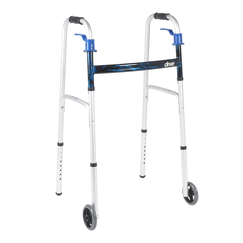 drive Aluminum Dual Release Folding Walker, 32 – 39 Inch Height - 741917_EA - 1 drive Aluminum Dual Release Folding Walker, 32 – 39 Inch Height - 741917_EA - 1