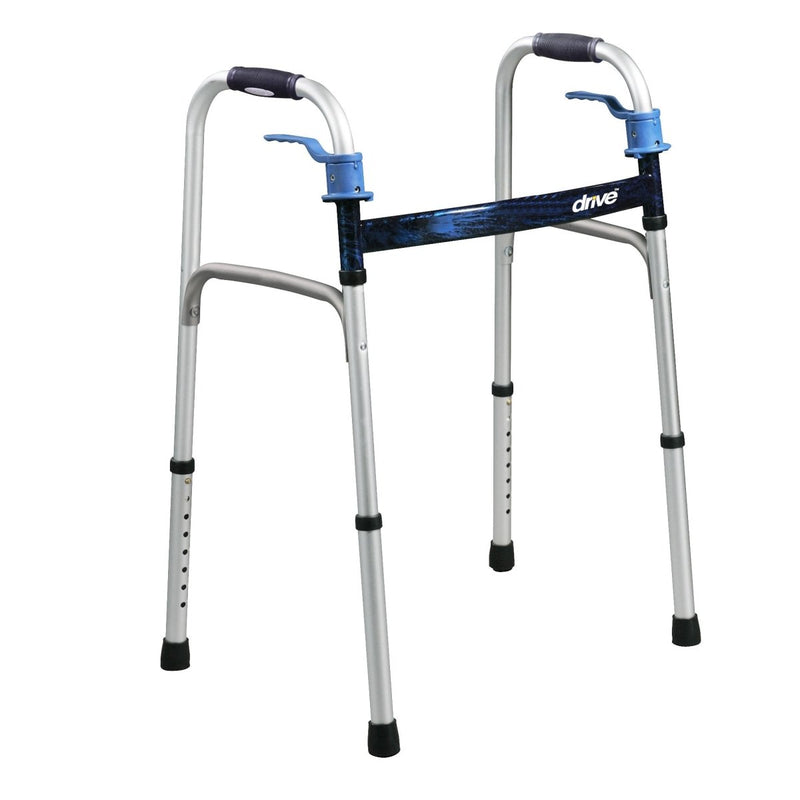 drive Deluxe Aluminum Dual Release Folding Walker - 775571_EA - 2 drive Deluxe Aluminum Dual Release Folding Walker - 775571_EA - 2