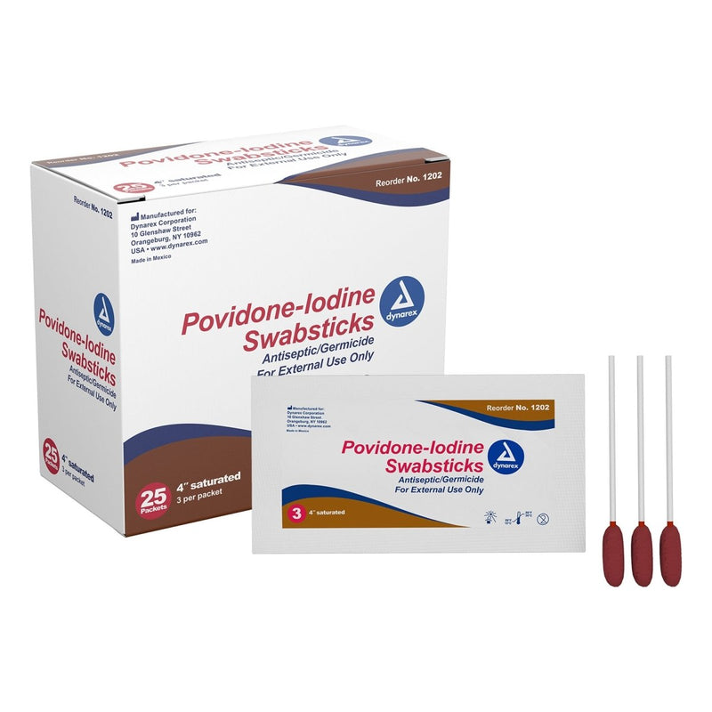 Dynarex Povidone Iodine Swabsticks - 1140933_BX - 1 Dynarex Povidone Iodine Swabsticks - 1140933_BX - 1