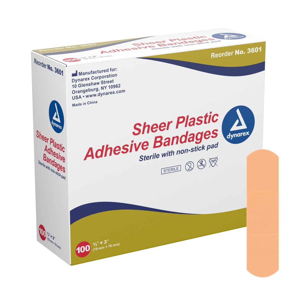 Dynarex Tan Sheer Adhesive Plastic Strips - 575254_BX - 1 Dynarex Tan Sheer Adhesive Plastic Strips - 575254_BX - 1