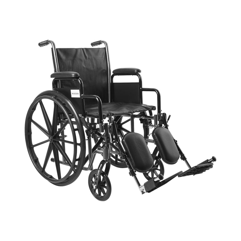McKesson Dual Axle Wheelchair with Desk Length Arm Swing-Away Elevating Legrest, 18 Inch Seat Width -Each McKesson Dual Axle Wheelchair with Desk Length Arm Swing-Away Elevating Legrest, 18 Inch Seat Width -Each