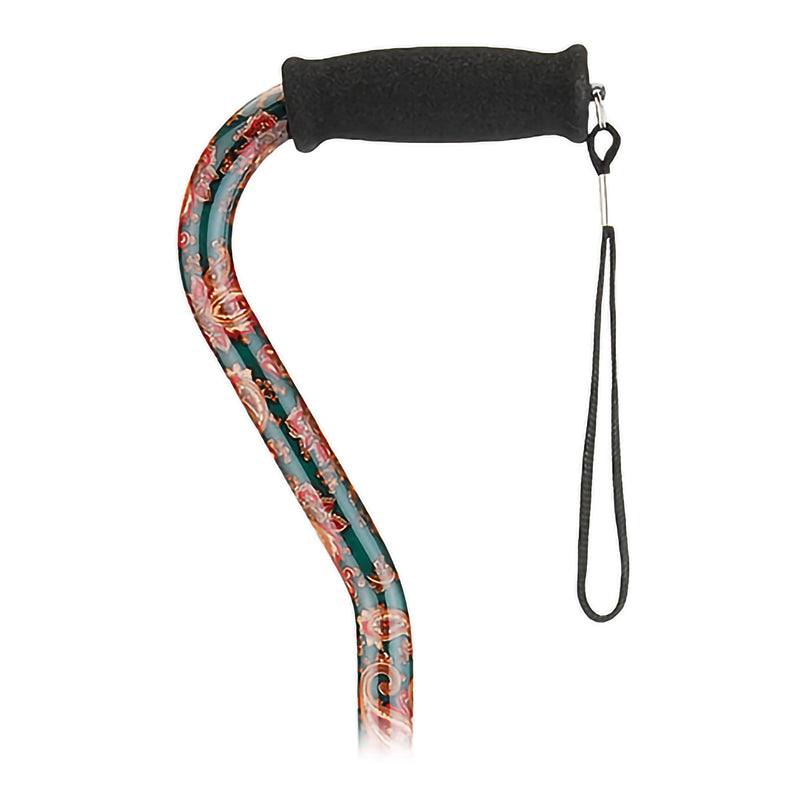 Nova Aluminum Offset Cane, Green Paisley Print -Each Nova Aluminum Offset Cane, Green Paisley Print -Each