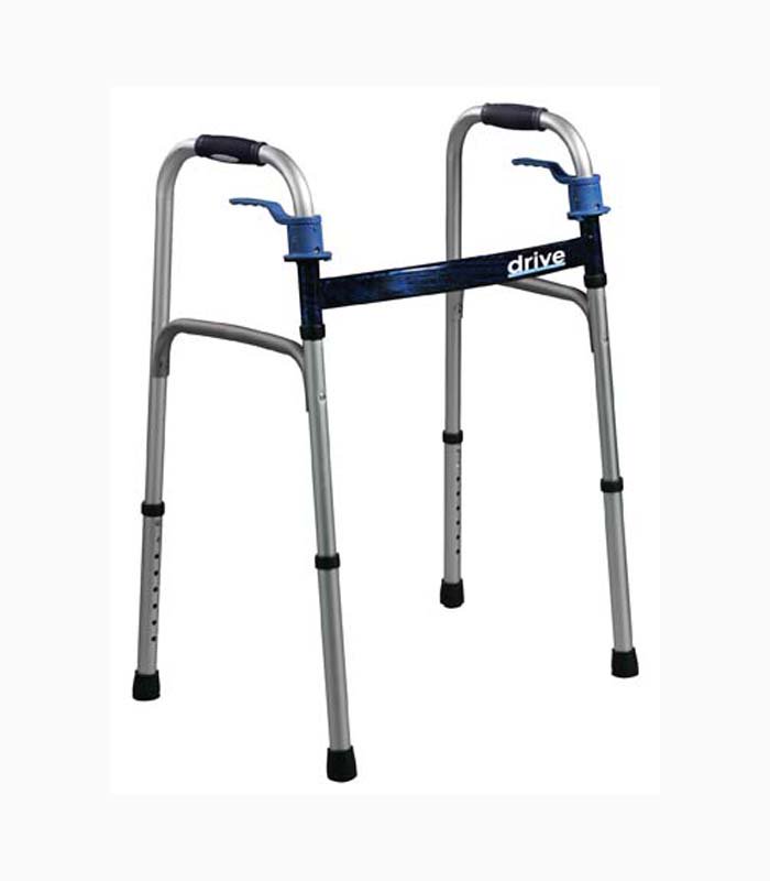 drive Deluxe Aluminum Dual Release Folding Walker with Wheels, 26 – 33½ Inch Height -Case of 4 drive Deluxe Aluminum Dual Release Folding Walker with Wheels, 26 – 33½ Inch Height -Case of 4