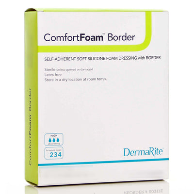 ComfortFoam Border Silicone Adhesive with Border Silicone Foam Dressing, 7-1/5 x 7-1/5 Inch - (7-1/5 X 7-1/5 Inch / Each) ComfortFoam Border Silicone Adhesive with Border Silicone Foam Dressing, 7-1/5 x 7-1/5 Inch - (7-1/5 X 7-1/5 Inch / Each)
