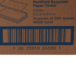 Pacific Blue Basic Recycled Multi-Fold Paper Towel, 250 Sheets per Pack -Case of 16 Pacific Blue Basic Recycled Multi-Fold Paper Towel, 250 Sheets per Pack -Case of 16