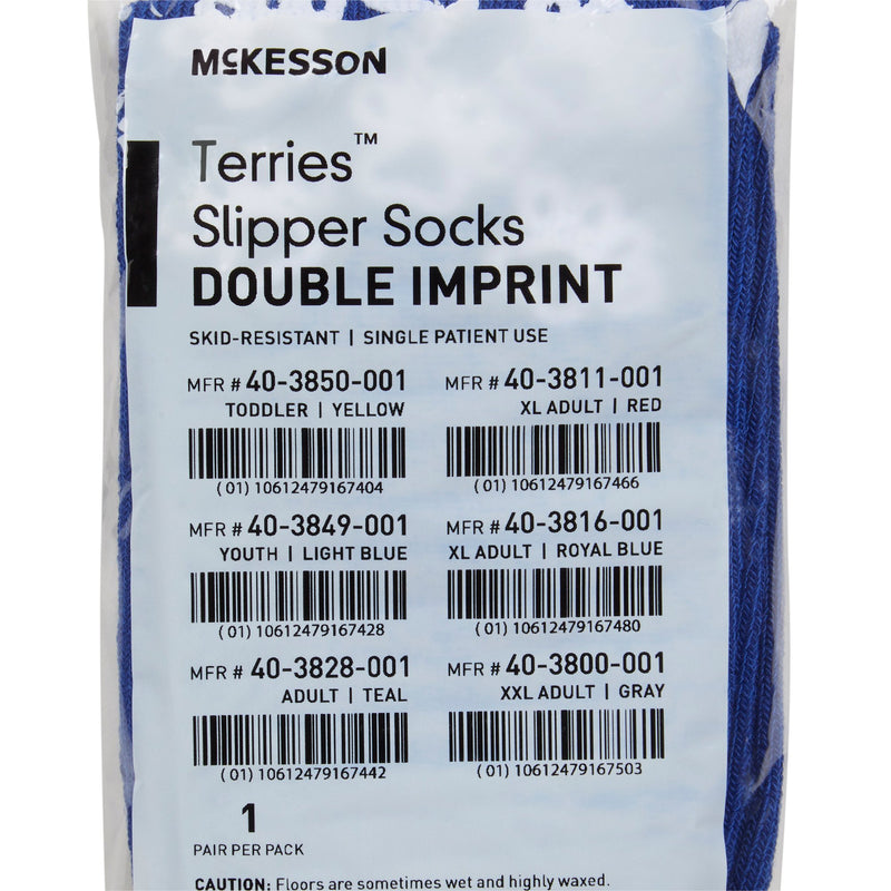 McKesson Terries Adult Slipper Socks Skid-Resistant Tread Sole and Top, X-Large, Royal Blue -Case of 48 McKesson Terries Adult Slipper Socks Skid-Resistant Tread Sole and Top, X-Large, Royal Blue -Case of 48