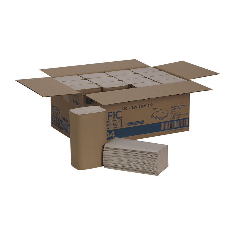 Pacific Blue Basic Single-Fold Paper Towel, 250 Sheets per Pack -Case of 16 Pacific Blue Basic Single-Fold Paper Towel, 250 Sheets per Pack -Case of 16
