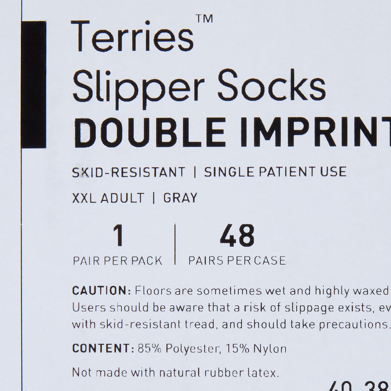 McKesson Terries Adult Slipper Socks Skid-Resistant Tread Sole and Top, 2X-Large, Gray -Case of 48 McKesson Terries Adult Slipper Socks Skid-Resistant Tread Sole and Top, 2X-Large, Gray -Case of 48