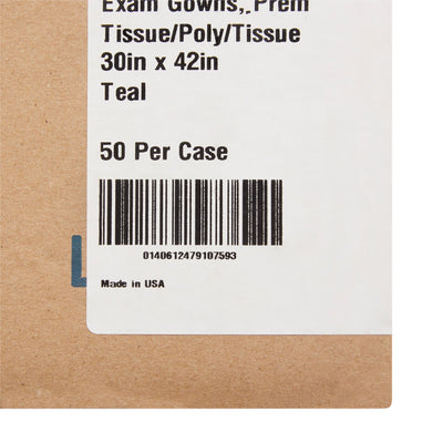 McKesson Patient Exam Gown Open Back, One Size Fits Most, Teal -Case of 50 McKesson Patient Exam Gown Open Back, One Size Fits Most, Teal -Case of 50