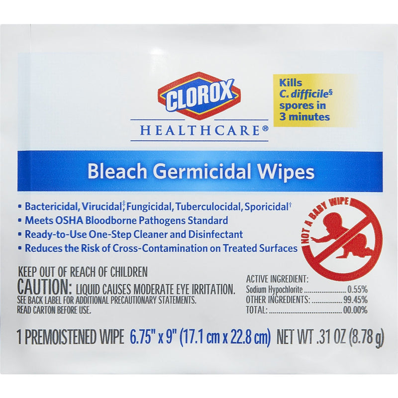Clorox Healthcare Bleach Germicidal Wipes, Individual Packets -Carton of 50 Clorox Healthcare Bleach Germicidal Wipes, Individual Packets -Carton of 50