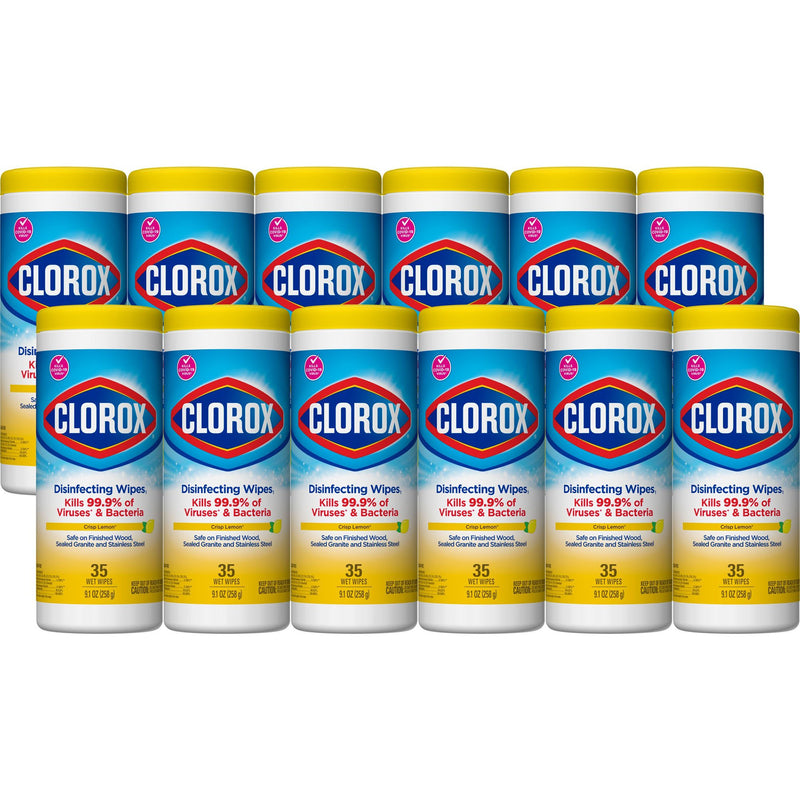 Clorox Surface Disinfectant Wipes, Small Canister -Case of 12 Clorox Surface Disinfectant Wipes, Small Canister -Case of 12