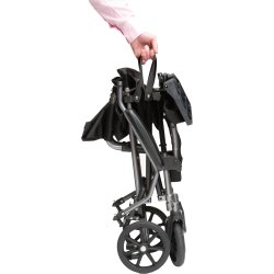 Travelite Transport Chair, Gum Metal Upholstery -Each Travelite Transport Chair, Gum Metal Upholstery -Each