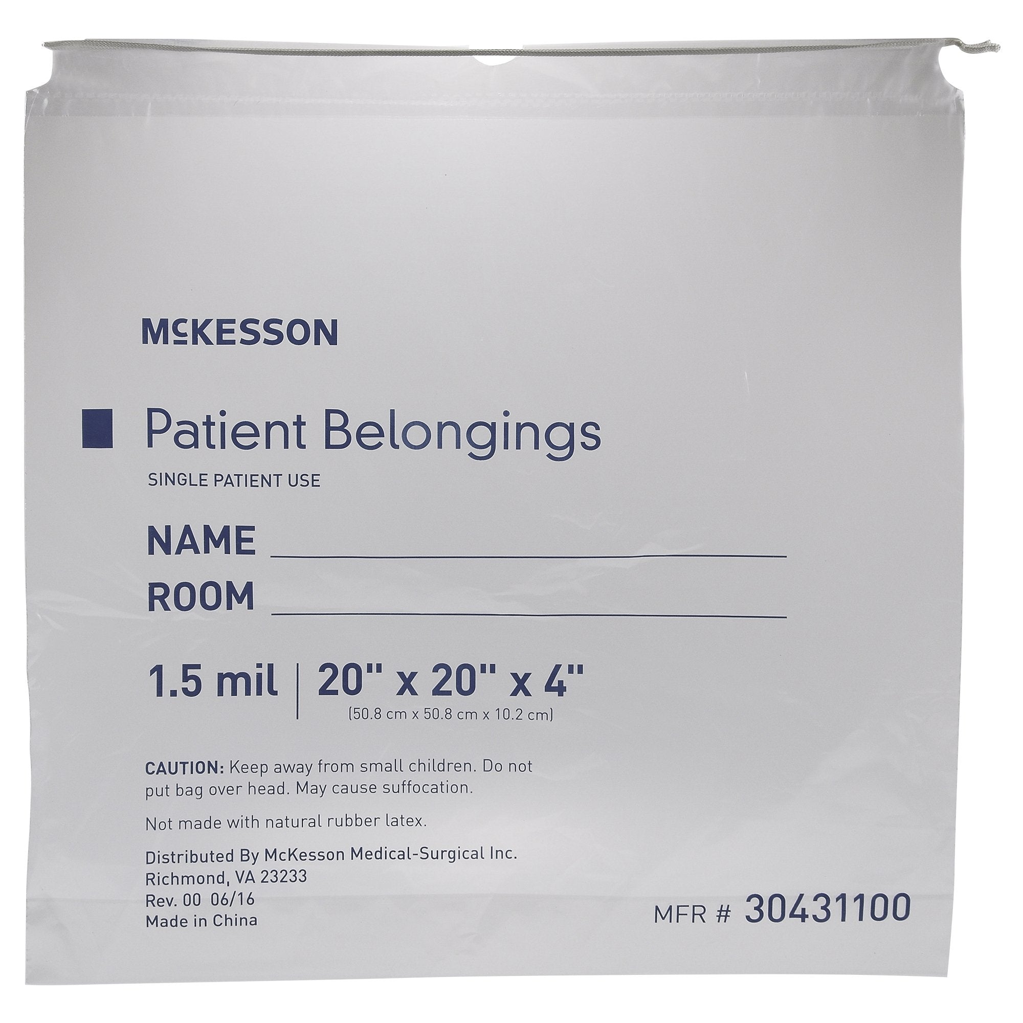 McKesson Patient Belongings Bag, Clear -Case of 250 McKesson Patient Belongings Bag, Clear -Case of 250