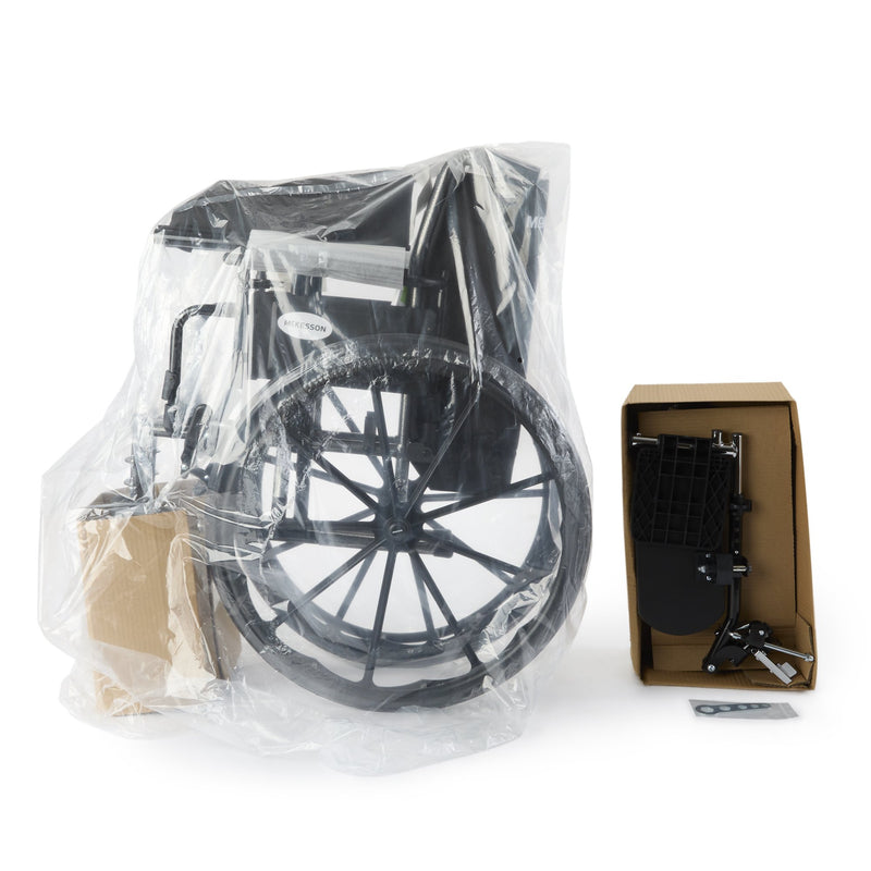 Mckesson Lightweight Dual Axle Wheelchair Desk Length Arms Elevating Footrest, 18 Inch Seat Width -Each Mckesson Lightweight Dual Axle Wheelchair Desk Length Arms Elevating Footrest, 18 Inch Seat Width -Each