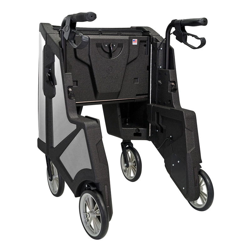 Tour Adjustable Height Folding 4 Wheel Rollator, Pure Silver -Each Tour Adjustable Height Folding 4 Wheel Rollator, Pure Silver -Each