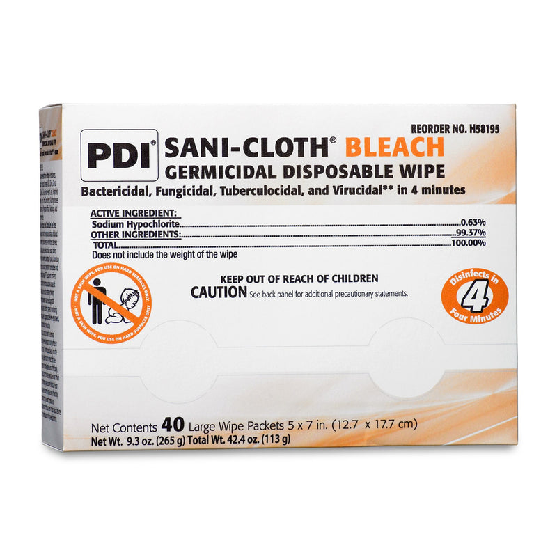 Sani-Cloth Bleach Surface Disinfectant Cleaner Bleach Wipe, 400 Individual Packets per Pack -Case of 400 Sani-Cloth Bleach Surface Disinfectant Cleaner Bleach Wipe, 400 Individual Packets per Pack -Case of 400