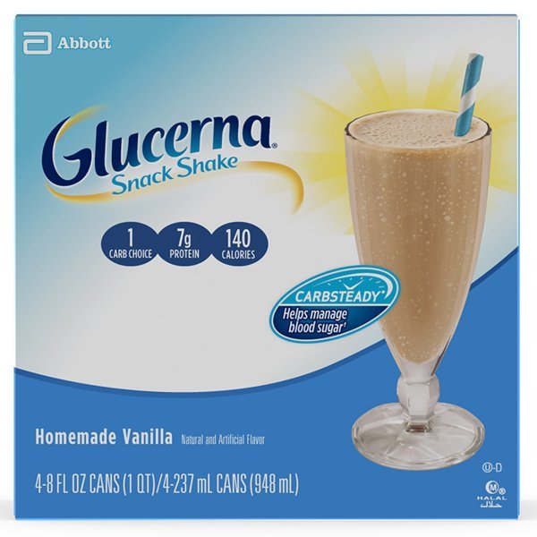 Glucerna Snack Shake Homemade Vanilla Flavor Ready to Use 8 oz. Can - 1081395_PK - 1 Glucerna Snack Shake Homemade Vanilla Flavor Ready to Use 8 oz. Can - 1081395_PK - 1