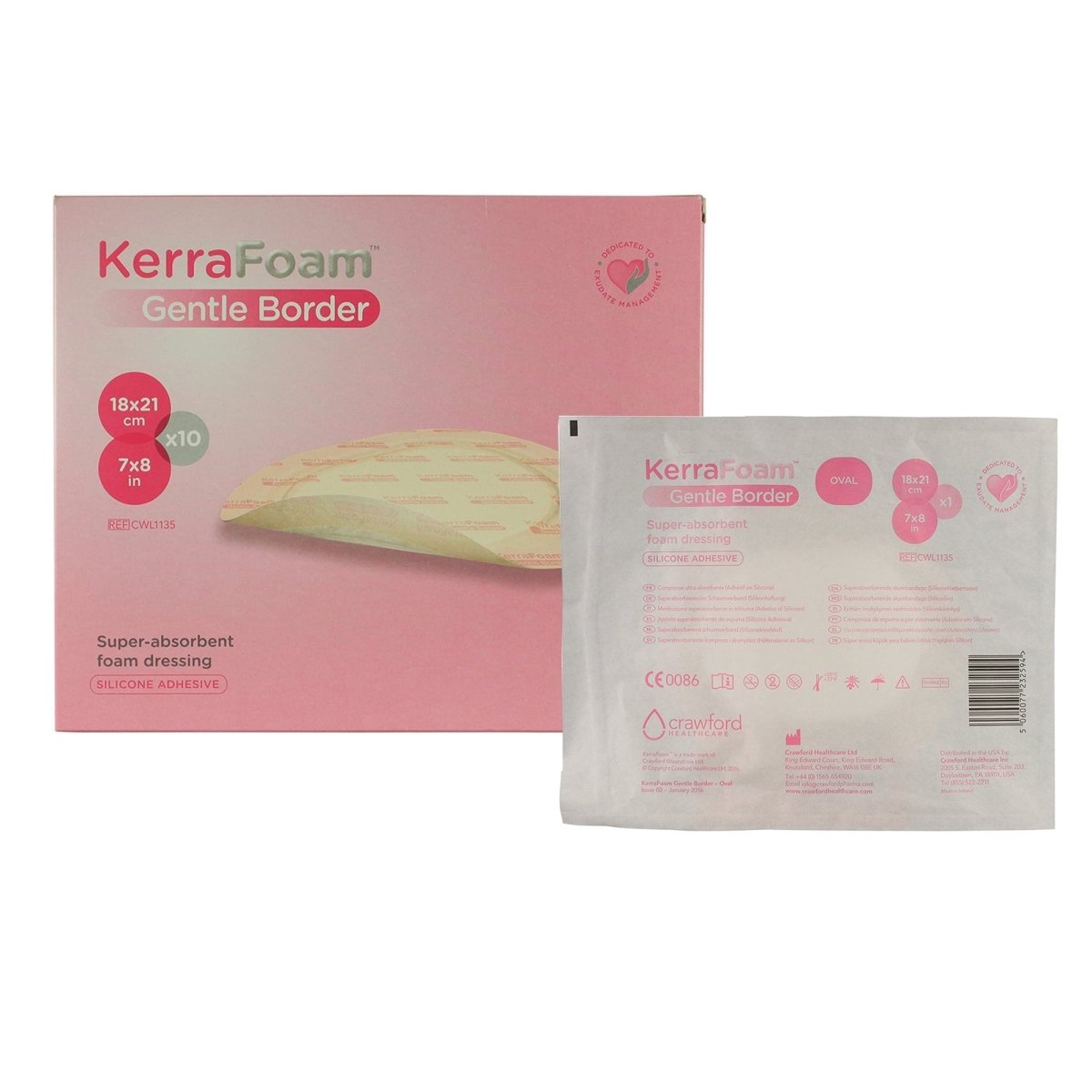 KerraFoam Gentle Border Silicone Foam Dressing, 7 x 8 Inch - 1189338_CS - 1 KerraFoam Gentle Border Silicone Foam Dressing, 7 x 8 Inch - 1189338_CS - 1