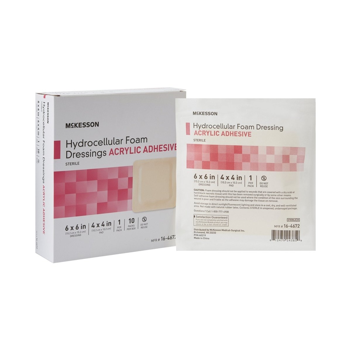 McKesson Acrylic Adhesive with Border Foam Dressing, 6 x 6 Inch - 1138299_BX - 1 McKesson Acrylic Adhesive with Border Foam Dressing, 6 x 6 Inch - 1138299_BX - 1