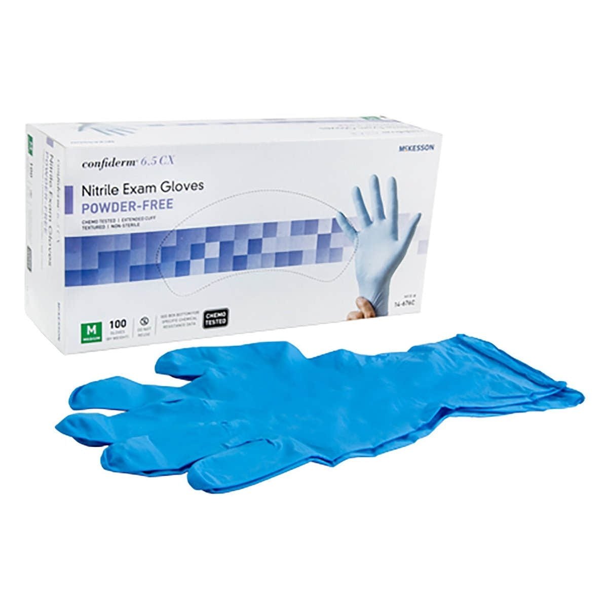 McKesson Confiderm 6.5CX Extended Cuff Nitrile Extended Cuff Length Exam Glove, Blue - 921606_BX - 1 McKesson Confiderm 6.5CX Extended Cuff Nitrile Extended Cuff Length Exam Glove, Blue - 921607_BX - 2