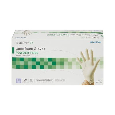 McKesson Confiderm NonSterile Latex Standard Cuff Length Textured Fingertips Ivory Exam Gloves - 921592_BX - 7 McKesson Confiderm NonSterile Latex Standard Cuff Length Textured Fingertips Ivory Exam Gloves - 921592_BX - 7