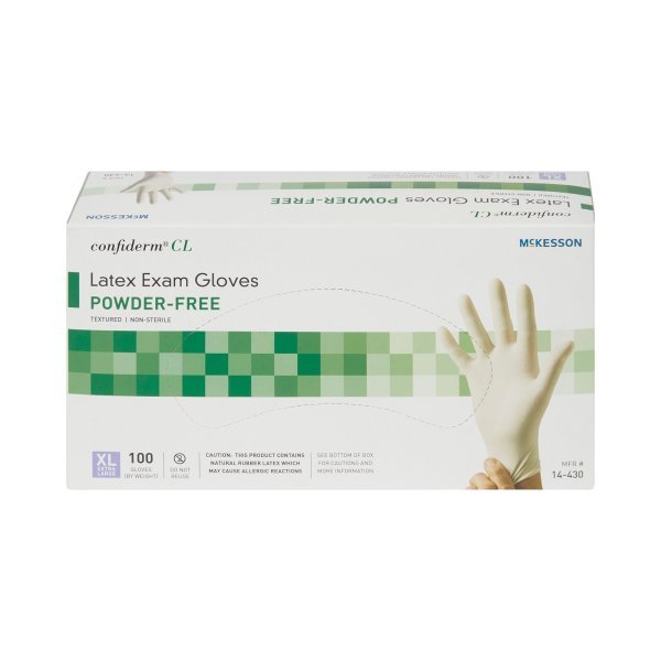 McKesson Confiderm NonSterile Latex Standard Cuff Length Textured Fingertips Ivory Exam Gloves - 921592_BX - 7 McKesson Confiderm NonSterile Latex Standard Cuff Length Textured Fingertips Ivory Exam Gloves - 921592_BX - 7