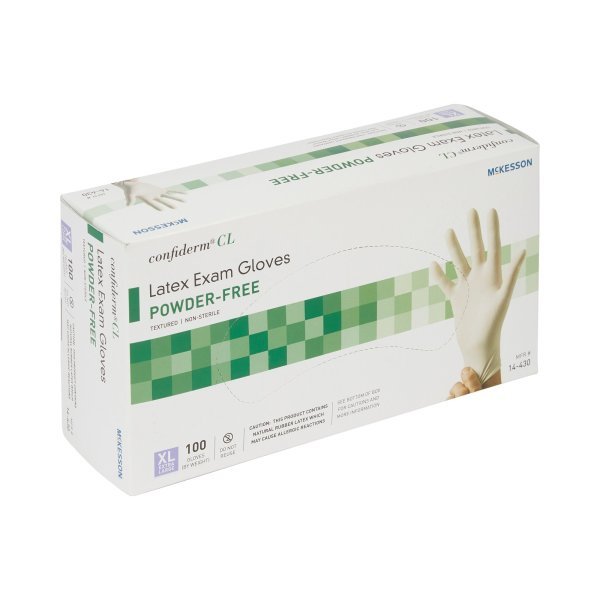 McKesson Confiderm NonSterile Latex Standard Cuff Length Textured Fingertips Ivory Exam Gloves - 921592_BX - 6 McKesson Confiderm NonSterile Latex Standard Cuff Length Textured Fingertips Ivory Exam Gloves - 921592_BX - 6