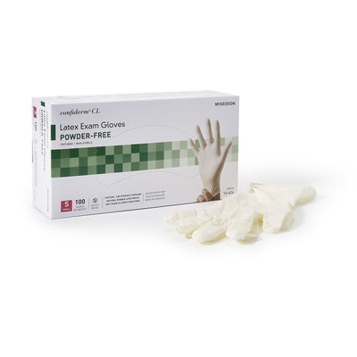 McKesson Confiderm NonSterile Latex Standard Cuff Length Textured Fingertips Ivory Exam Gloves - 921592_BX - 3 McKesson Confiderm NonSterile Latex Standard Cuff Length Textured Fingertips Ivory Exam Gloves - 921592_BX - 3