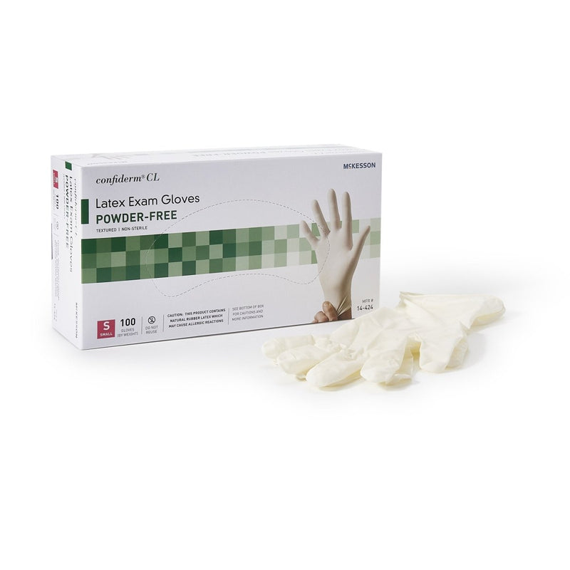 McKesson Confiderm NonSterile Latex Standard Cuff Length Textured Fingertips Ivory Exam Gloves - 921592_BX - 3 McKesson Confiderm NonSterile Latex Standard Cuff Length Textured Fingertips Ivory Exam Gloves - 921592_BX - 3
