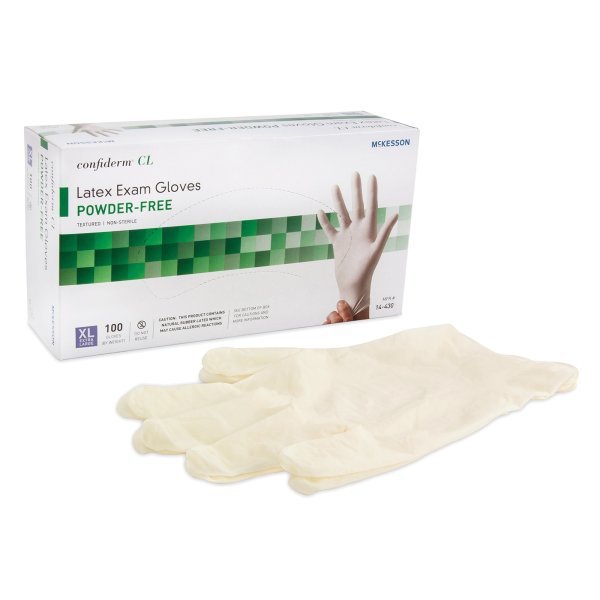 McKesson Confiderm NonSterile Latex Standard Cuff Length Textured Fingertips Ivory Exam Gloves - 921592_BX - 9 McKesson Confiderm NonSterile Latex Standard Cuff Length Textured Fingertips Ivory Exam Gloves - 921592_BX - 9