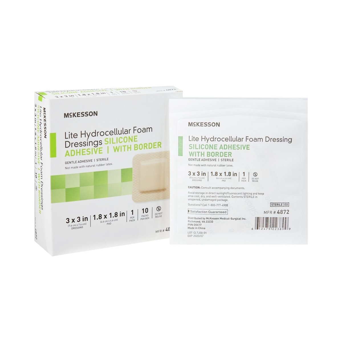 McKesson Lite Silicone Gel Adhesive with Border Thin Silicone Foam Dressing, 3 x 3 Inch - 1083089_BX - 1 McKesson Lite Silicone Gel Adhesive with Border Thin Silicone Foam Dressing, 3 x 3 Inch - 1083089_BX - 1