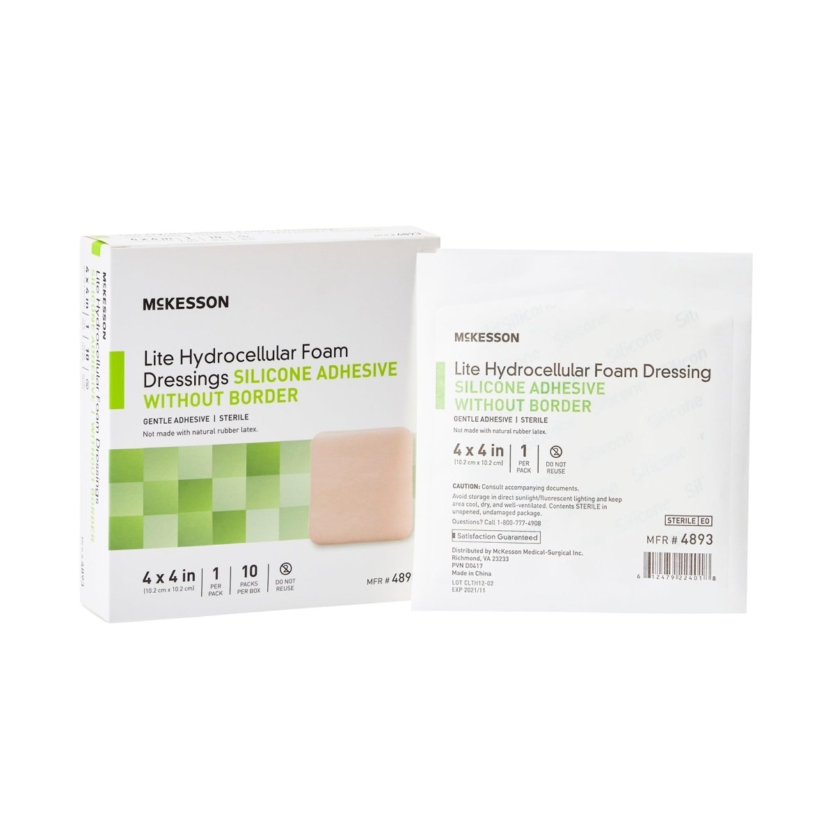 McKesson Lite Silicone Gel Adhesive without Border Thin Silicone Foam Dressing, 4 x 4 Inch - 1083093_BX - 1 McKesson Lite Silicone Gel Adhesive without Border Thin Silicone Foam Dressing, 4 x 4 Inch - 1083093_BX - 1