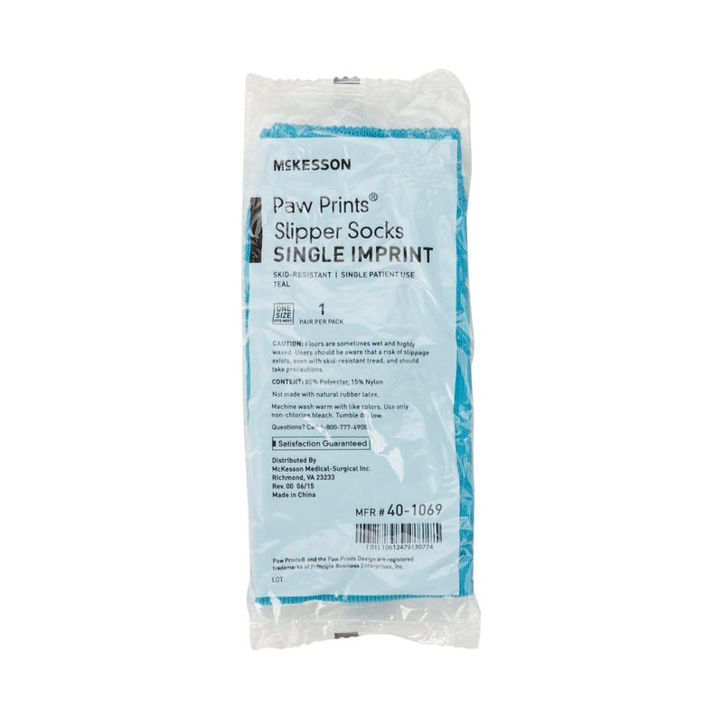 McKesson Paw Prints Slipper Socks, Aqua - 475019_PR - 13 McKesson Paw Prints Slipper Socks, Aqua - 475019_PR - 13