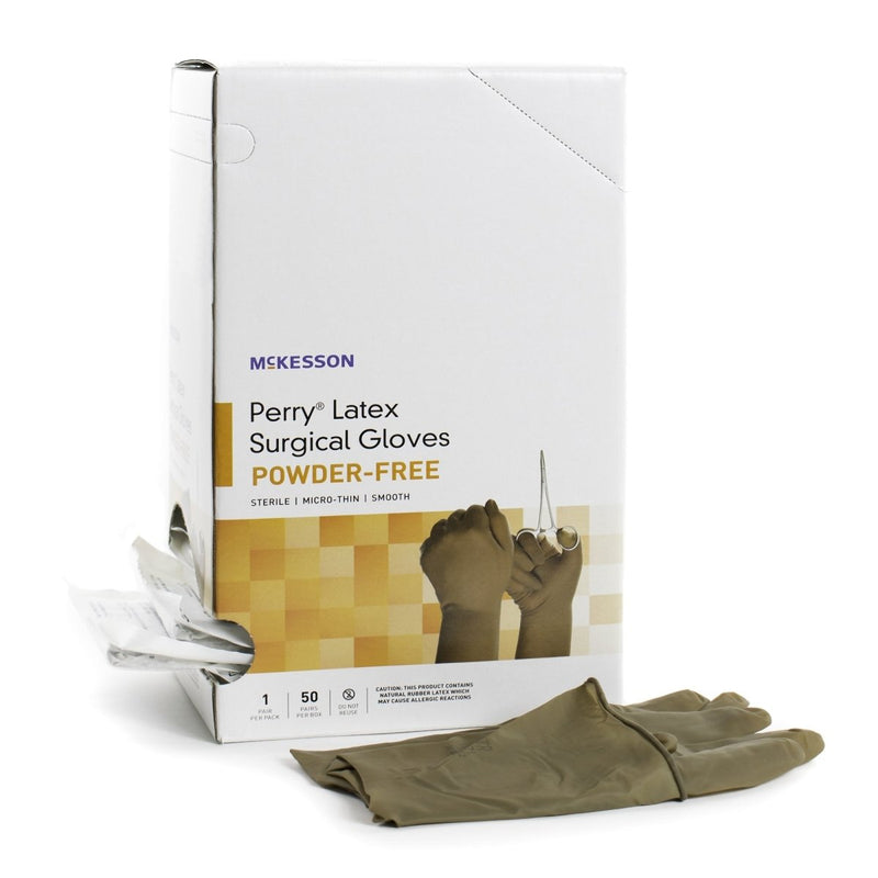 McKesson Perry Latex Standard Cuff Length Surgical Glove, Brown - 1044729_BX - 4 McKesson Perry Latex Standard Cuff Length Surgical Glove, Brown - 1044729_BX - 4