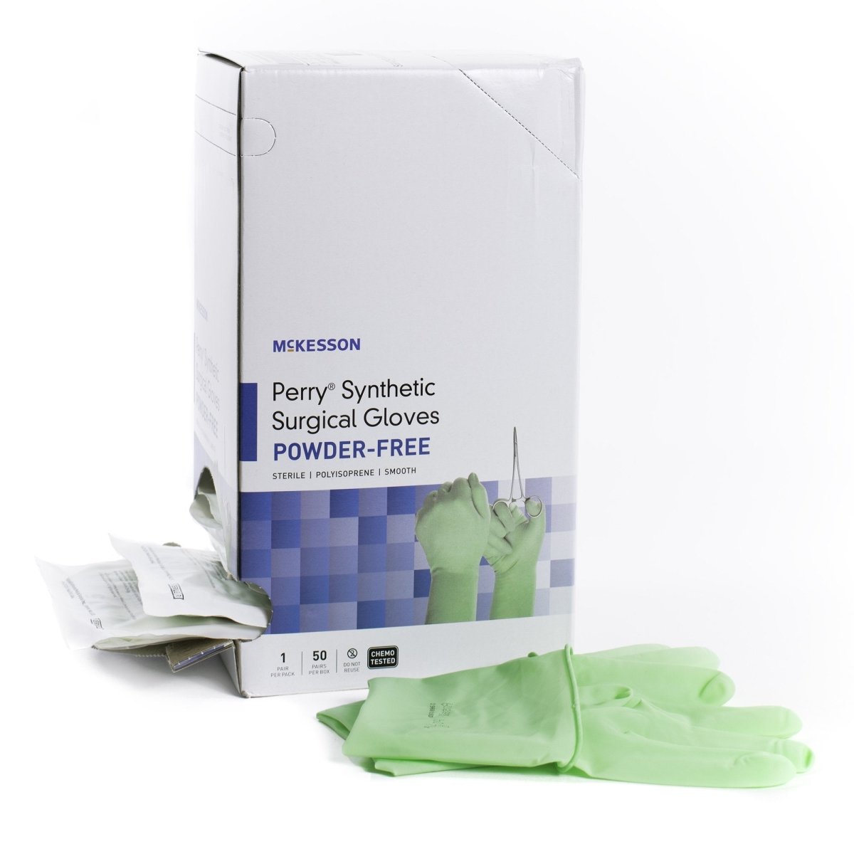 McKesson Perry Polyisoprene Standard Cuff Length Surgical Glove, Green - 1044722_BX - 1 McKesson Perry Polyisoprene Standard Cuff Length Surgical Glove, Green - 1044722_BX - 1