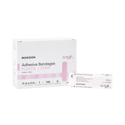Mckesson Pink Adhesive Strips - 1055594_BX - 1 Mckesson Pink Adhesive Strips - 1055594_BX - 1